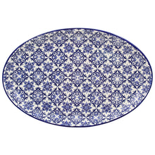Load image into Gallery viewer, Portuguese Azulejo Ceramic Oval Platter - Blue & White Tile Pattern