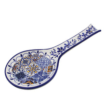 Load image into Gallery viewer, Hand-painted Decorative Ceramic Portuguese Blue Floral Tile Spoon Rest