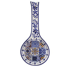 Load image into Gallery viewer, Hand-painted Decorative Ceramic Portuguese Blue Floral Tile Spoon Rest
