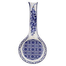 Load image into Gallery viewer, Hand-Painted Decorative Ceramic Portuguese Blue Floral Tile Spoon Rest