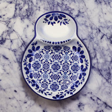 Load image into Gallery viewer, Hand-painted Decorative Ceramic Portuguese Blue Floral and Tile Olive Dish