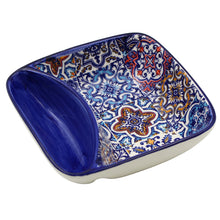 Load image into Gallery viewer, Portuguese Azulejo Ceramic Olive Dish with Pit Holder – Colorful Blue Tile Pattern