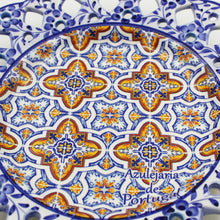 Load image into Gallery viewer, Hand-Painted Traditional Floral Blue and Orange Tile Azulejo 11" Decorative Plate