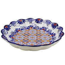 Load image into Gallery viewer, Traditional Blue and Orange Tile Azulejo Floral Ceramic Salad Bowl