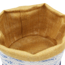 Load image into Gallery viewer, Blue & White Sardeine Bread Basket with Burlap Interior
