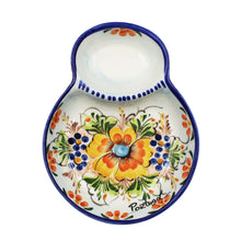 Load image into Gallery viewer, Traditional Hand-Painted Blue Floral Olive Dish with Pit Holder