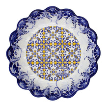 Load image into Gallery viewer, Traditional Blue and Yellow Tile Azulejo Floral Ceramic Salad Bowl