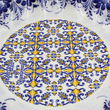 Load image into Gallery viewer, Traditional Blue and Yellow Tile Azulejo Floral Ceramic Salad Bowl