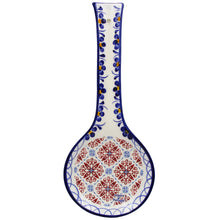 Load image into Gallery viewer, Traditional Tile Azulejo Blue & Red Ceramic Spoon Rest Utensil Holder, Brasão