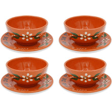 Load image into Gallery viewer, Hand-Painted Portuguese Caldo Verde Terracotta Soup Bowls with Saucers - Set of 4