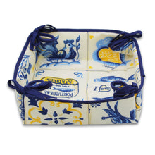 Load image into Gallery viewer, Portuguese Azulejo Inspired Blue and Yellow Cotton Bread Basket