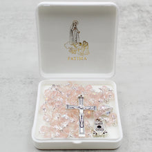 Load image into Gallery viewer, Our Lady of Fatima Rosary with Light Pink Beads, Medallion, and Case