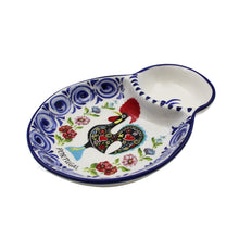 Load image into Gallery viewer, Hand-painted Decorative Ceramic Portuguese Blue Floral and Rooster Olive Dish