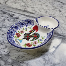 Load image into Gallery viewer, Hand-painted Decorative Ceramic Portuguese Blue Floral and Rooster Olive Dish