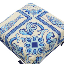 Load image into Gallery viewer, Portuguese Azulejo Inspired Cotton Bread Basket with Decorative Ties, Blue and Cream