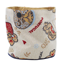 Load image into Gallery viewer, Traditional Portuguese Icons Blue & Beige Bread Basket - Decorative Cotton Blend with Jute Interior