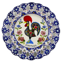 Load image into Gallery viewer, Hand-Painted Traditional Portuguese Blue Floral Rooster 11" Decorative Plate