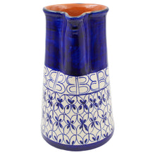 Load image into Gallery viewer, Xarazarte Geometric Blue Pitcher, Hand-Painted Terracotta