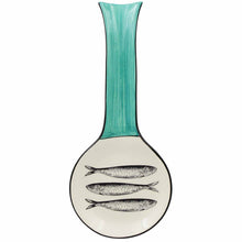 Load image into Gallery viewer, Portuguese Ceramic Spoon Rest with Sardine Design - Green Handle