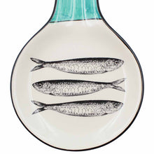Load image into Gallery viewer, Portuguese Ceramic Spoon Rest with Sardine Design - Green Handle