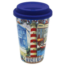 Load image into Gallery viewer, Traditional Portugal Aveiro Blue Ceramic Coffee Mug with Lid