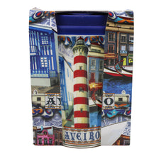 Load image into Gallery viewer, Traditional Portugal Aveiro Blue Ceramic Coffee Mug with Lid