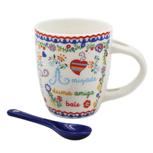 Load image into Gallery viewer, Traditional Portugal Viana Heart Ceramic Espresso Cup with Stirring Spoon and Gift Box