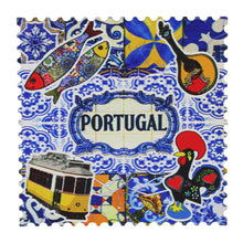 Load image into Gallery viewer, Portuguese Icons & Azulejo Pattern Wooden Coasters - Set of 6 with Holder