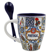 Load image into Gallery viewer, Traditional Portugal Icons Themed Ceramic Coffee Mug with Spoon and Gift Box