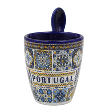Load image into Gallery viewer, Portuguese Rooster Sardine Azulejo Patterned Ceramic Espresso Set with Stirring Spoon and Gift Box