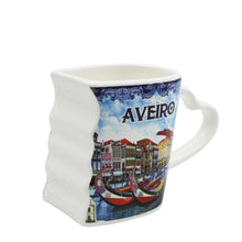 Load image into Gallery viewer, Traditional Blue Aveiro Portugal Ceramic Double Mug with Heart Handle, Set of 2