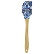 Load image into Gallery viewer, Portuguese Blue & White Azulejo Silicone Baking Spatula with Wooden Handle