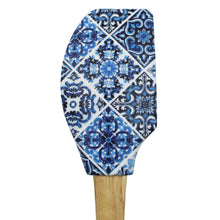 Load image into Gallery viewer, Portuguese Blue & White Azulejo Silicone Baking Spatula with Wooden Handle