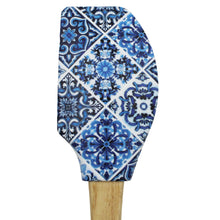Load image into Gallery viewer, Portuguese Blue & White Azulejo Silicone Baking Spatula with Wooden Handle