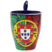 Load image into Gallery viewer, Portuguese Armillary Sphere & Rooster - Ceramic Mug with Spoon Set