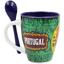 Load image into Gallery viewer, Portuguese Armillary Sphere & Rooster - Ceramic Mug with Spoon Set