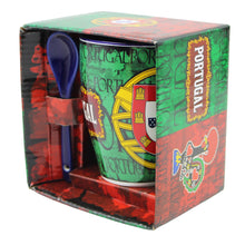 Load image into Gallery viewer, Portuguese Armillary Sphere & Rooster - Ceramic Mug with Spoon Set