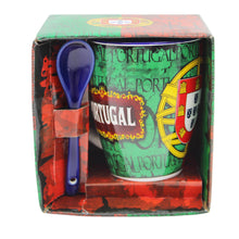 Load image into Gallery viewer, Portuguese Armillary Sphere & Rooster - Ceramic Mug with Spoon Set