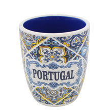 Load image into Gallery viewer, Portuguese Blue and Yellow Azulejo Pattern Ceramic Espresso Cup with Spoon