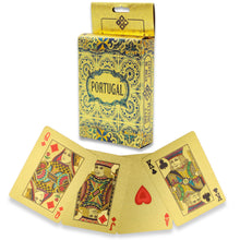 Load image into Gallery viewer, Portugal Golden Plastic Playing Cards with Decorative Azulejo Pattern Box Design