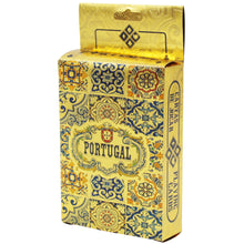 Load image into Gallery viewer, Portugal Golden Plastic Playing Cards with Azulejo-Inspired Box Design