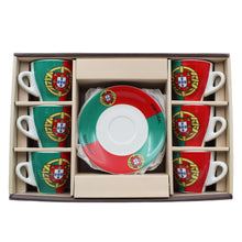 Load image into Gallery viewer, Portugal Themed Espresso Cup and Saucer Set, Set of 6