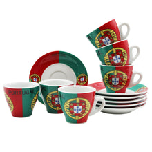 Load image into Gallery viewer, Portugal Themed Espresso Cup and Saucer Set, Set of 6