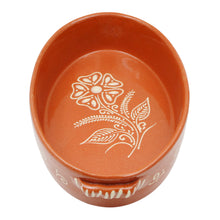 Load image into Gallery viewer, Portuguese Terracotta Oval Roaster – Hand-Painted Clay Baking Dish with Floral Design