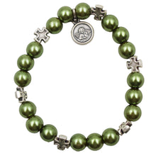 Load image into Gallery viewer, Our Lady of Fatima Green Beads Religious Stretch Bracelet