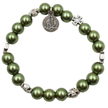 Load image into Gallery viewer, Our Lady of Fatima Green Beads Religious Stretch Bracelet
