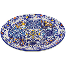 Load image into Gallery viewer, Portuguese Decorative Ceramic Plate – Azulejo Tile Center with Hand-Painted Floral Border, 9.75" Diameter