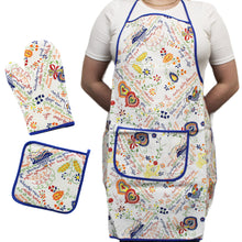 Load image into Gallery viewer, 100% Cotton Kitchen Apron, Oven Mitt and Pot Holder Set - Various Colors