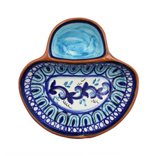 Load image into Gallery viewer, Hand-painted Portuguese Pottery Clay Terracotta Blue Striped Olive Dish