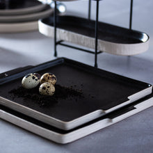 Load image into Gallery viewer, Costa Nova Nótos 9" Latitude Black Square Plate/Tray Set